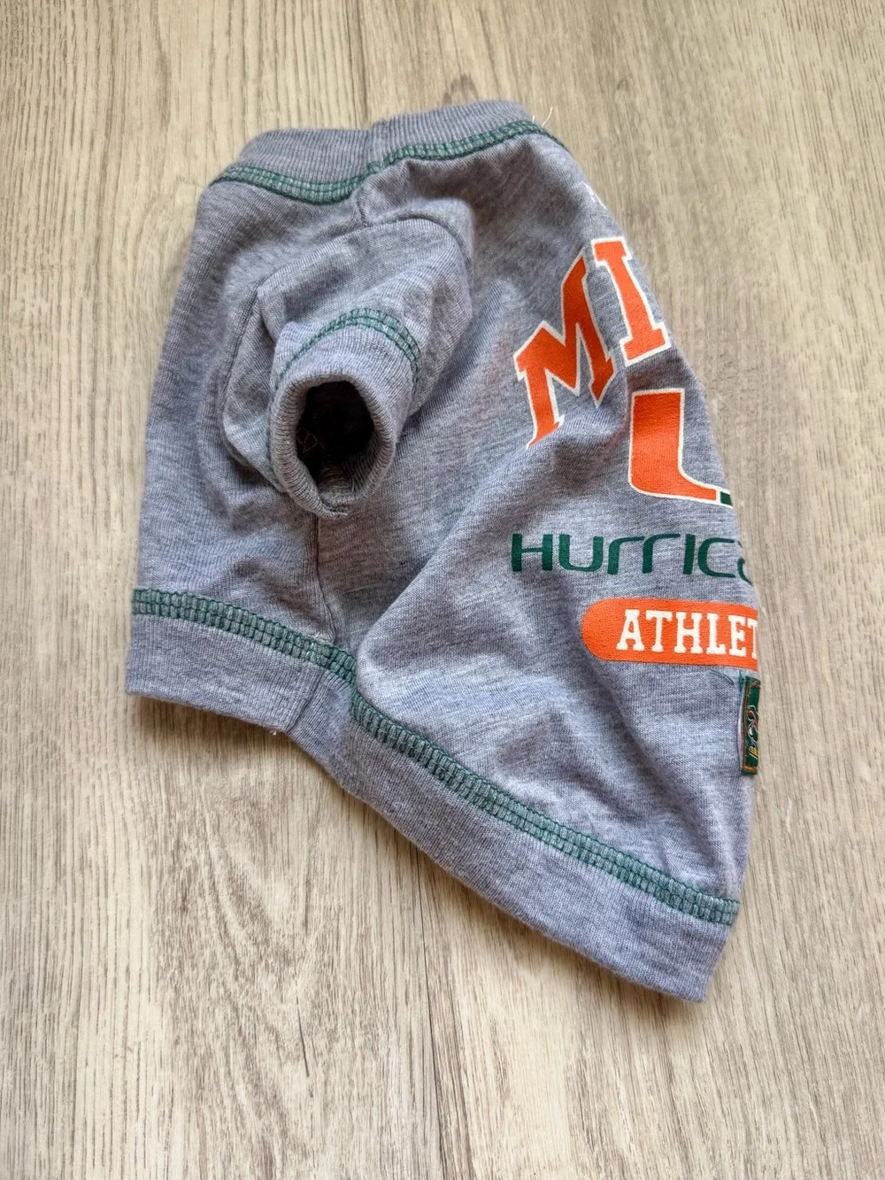 Miami Hurricanes - Gray Pet/Dog Shirt - Athletics Team Tee (Orange & Green) XS